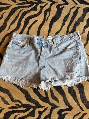 Agolde Light Wash Distressed Denim Cutoff Shorts